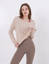 Wide Neck Slit Long Sleeve
